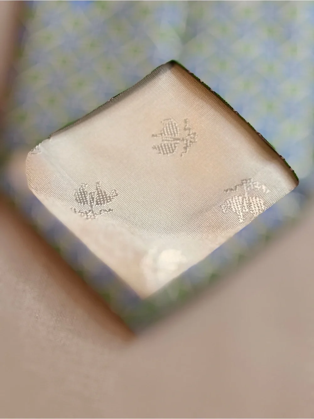 Brooks Brothers Green, Blue & White Geometric Silk Tie